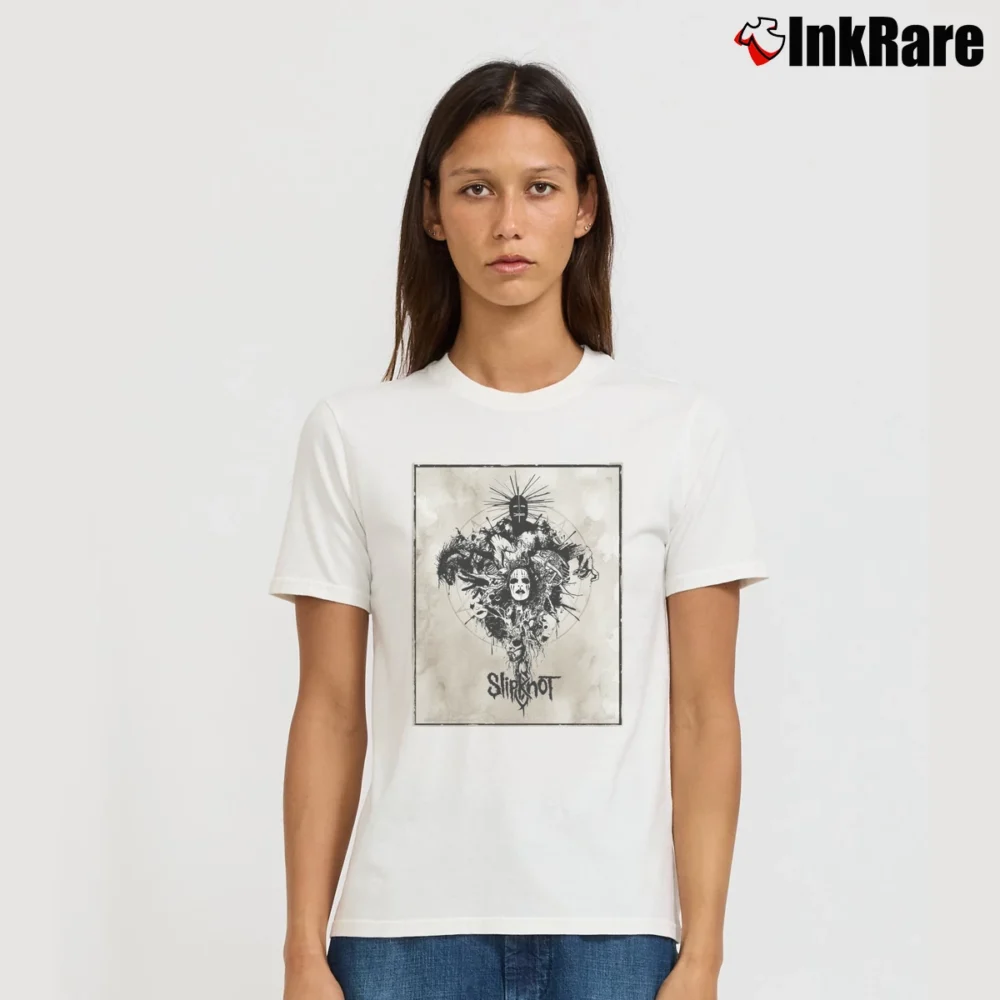 Women’s Slipknot Classic Band Graphic Signature T-Shirt in white | Soft, Flattering Fit