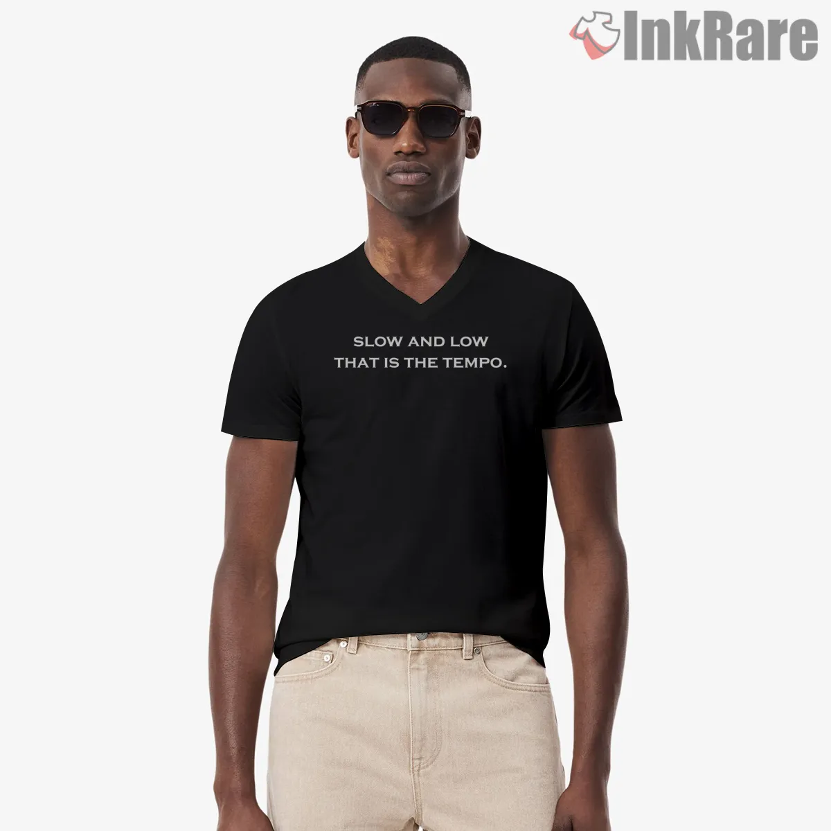 Slow And Low That Is The Tempo Lyric V Neck Black Slow And Low That Is The Tempo Lyric Shirt on black v-neck shirt for men graphic tee