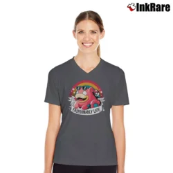 Women’s Slowpoke Pokemon Fashionably Late V-Neck Tee in charcoal | Chic Neckline, Soft Texture