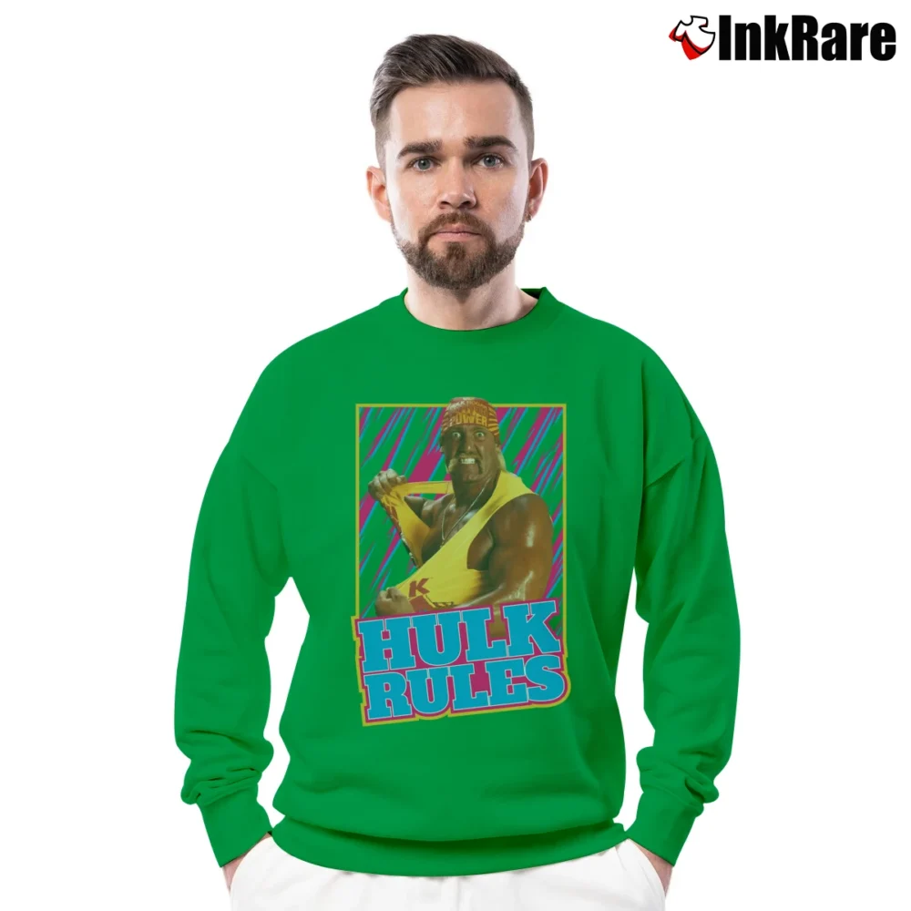 Men’s SmackDown Hulk Hogan WWE for Wrestling Fans Crewneck Sweatshirt in irish green | Cozy Fabric, Clean Style