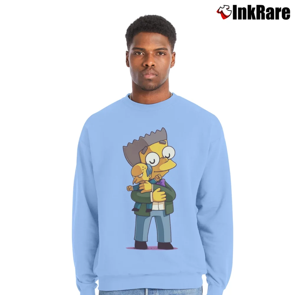 Men’s Smithers and Burns Simpsons Crewneck Sweatshirt in light blue | Cozy Fabric, Clean Style
