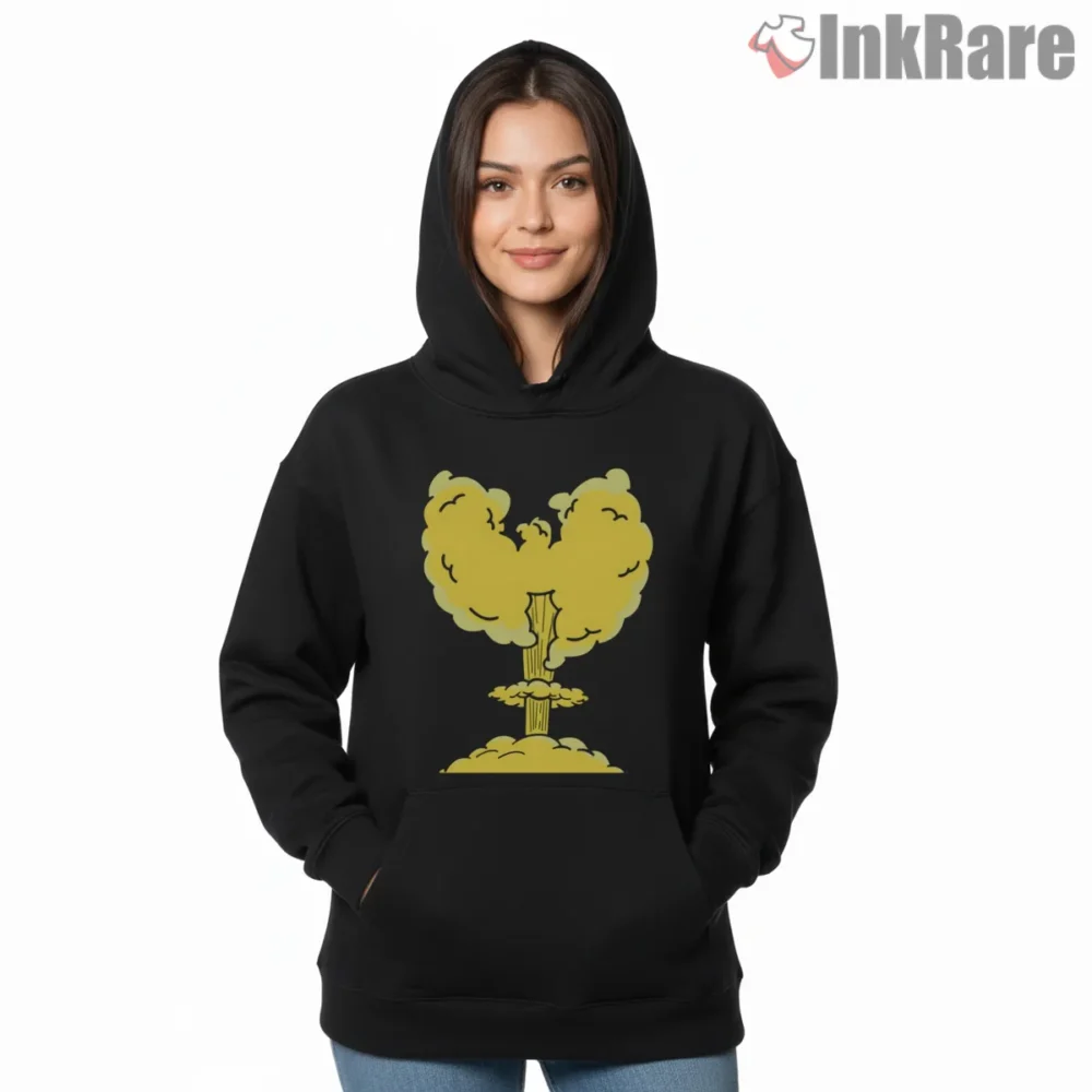 Smoke Cloud Wu Tang Symbol Graphic Shirt on black hoodie for women graphic tee