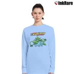 Women’s Smokemon Bulbasaur Weed Pokemon Stoner Long-Sleeve Top in light blue | Sleek, Versatile, All-Season