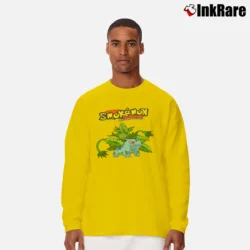 Men’s Smokemon Bulbasaur Weed Pokemon Stoner Long-Sleeve Shirt in yellow | Sleek, Lightweight, Year-Round Wear