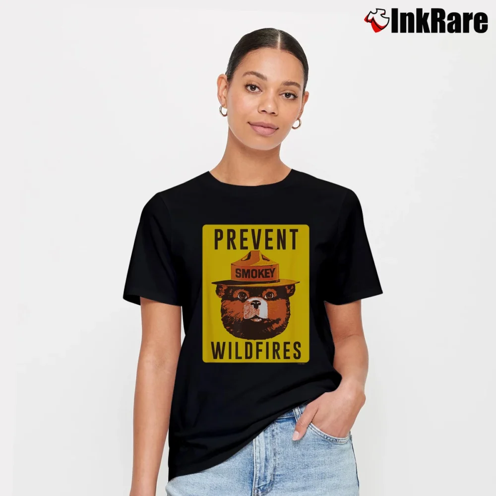 Women’s Smokey Bear Prevent Wildfires Sign T-Shirt in black | Soft, Flattering Fit