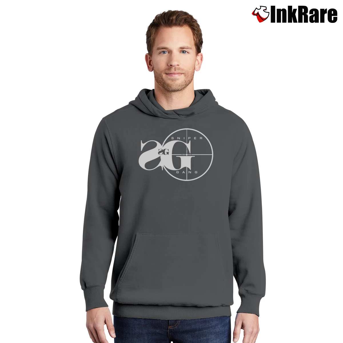 Men’s Sniper Gang Logo Graphic Pullover Hoodie in charcoal | Cozy, Durable, Modern Fit