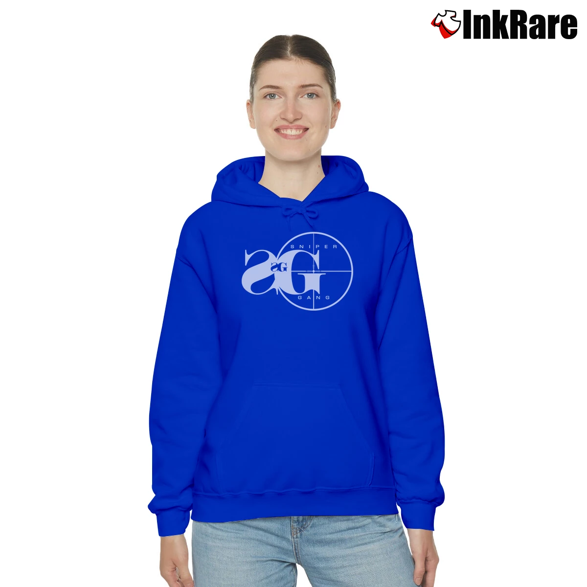 Women’s Sniper Gang Logo Graphic Cozy Hoodie in royal blue | Warm, Structured, Stylish