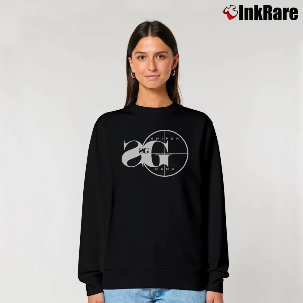 Women’s Sniper Gang Logo Graphic Relaxed Sweatshirt in black | Soft, Laid-Back Vibe