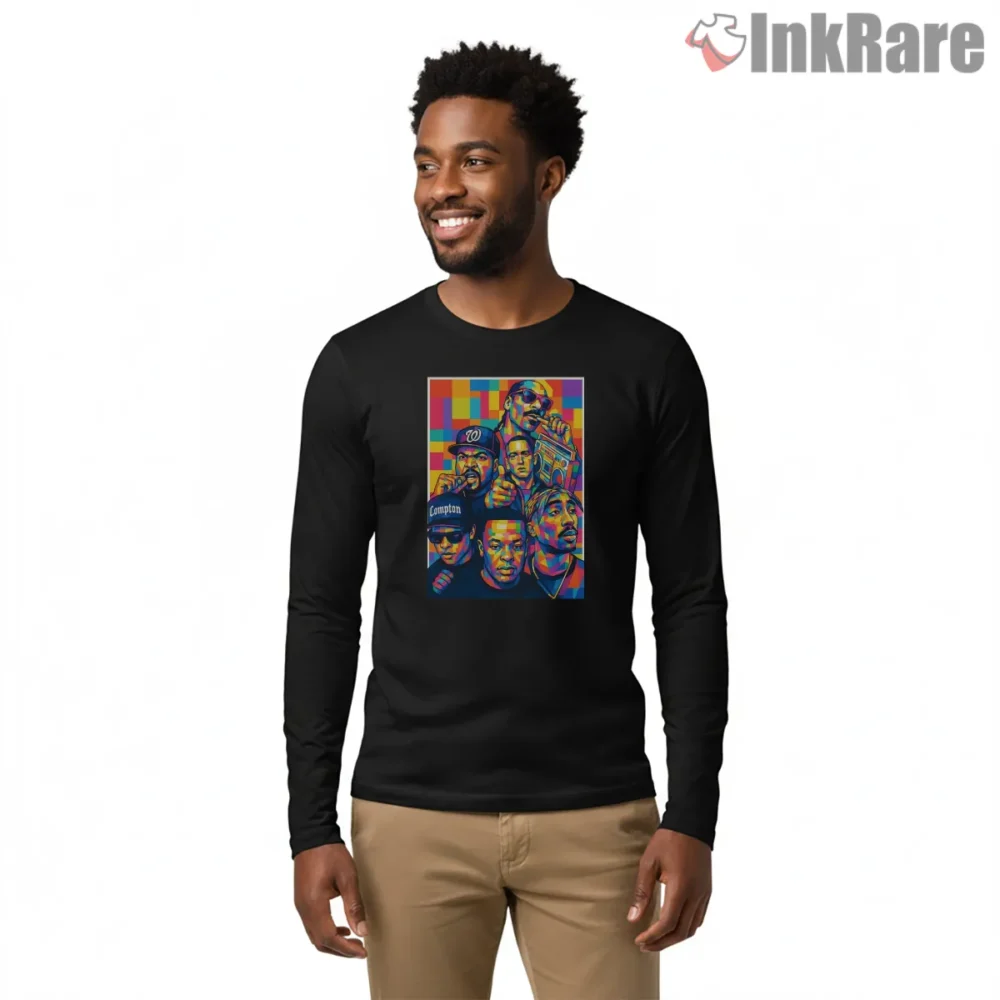 Snoop Dogg And Crew Wpap Color Block Shirt on black long sleeve shirt for men graphic tee