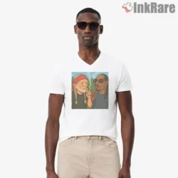 Snoop Dogg And Willie Nelson Chill Session Shirt on white v-neck shirt for men graphic tee