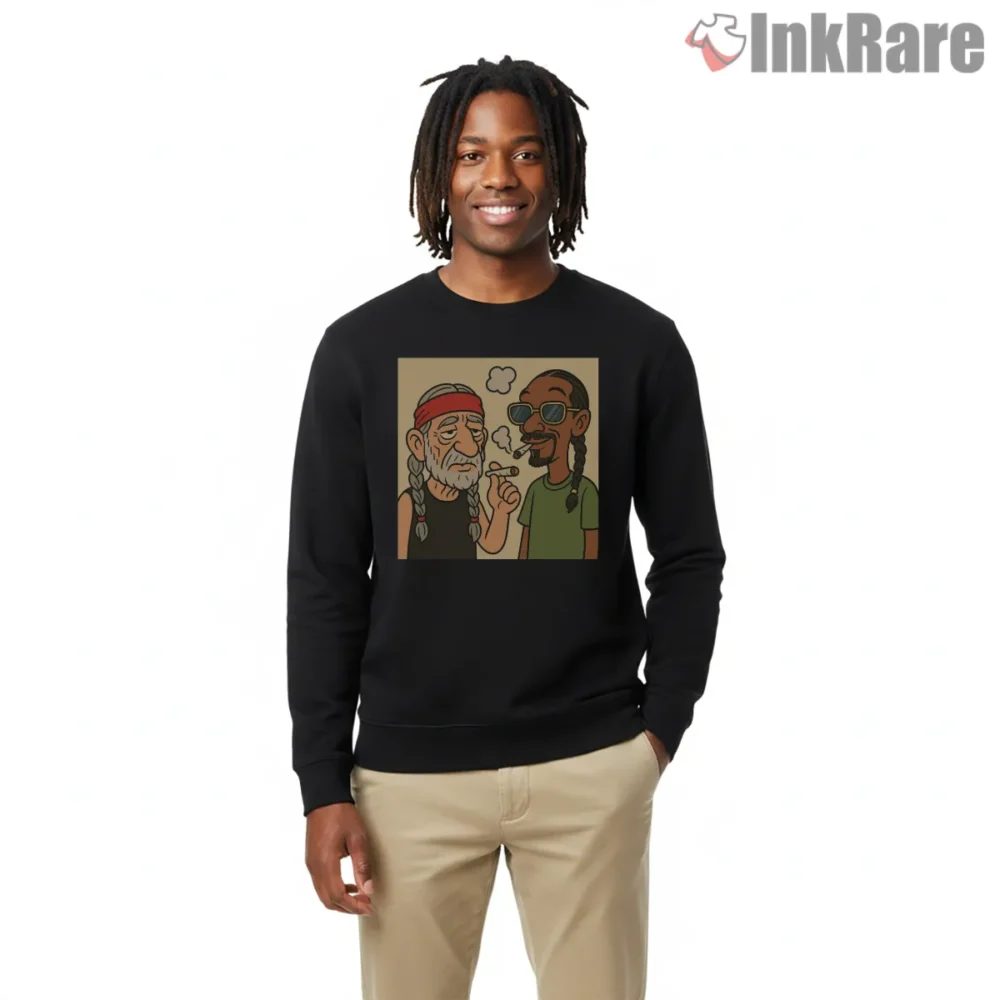Snoop Dogg And Willie Smoke Session Cartoon Shirt on graphic shirt for men graphic tee