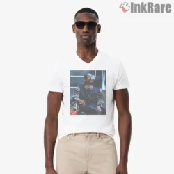 Snoop Dogg Balcony Smoke Session Shirt on white v-neck shirt for men graphic tee