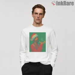 Snoop Dogg Candy Cane Holiday Santa Shirt on white long sleeve shirt for men graphic tee