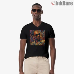 Snoop Dogg Color Splash Art Portrait Shirt on black v-neck shirt for men graphic tee