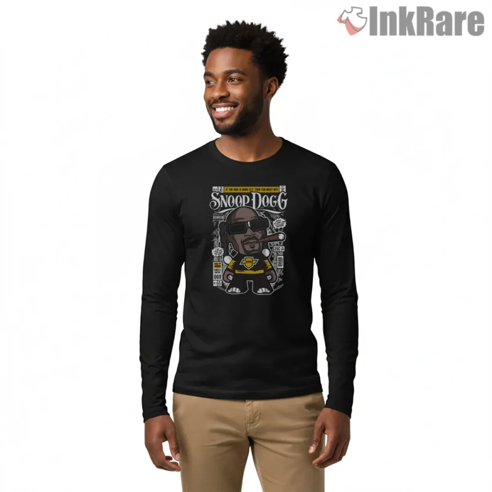 Snoop Dogg Comic Cover Cartoon Shirt on black long sleeve shirt for men graphic tee
