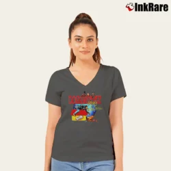 Women’s Snoop Dogg Doggy Style Cover Iconic Rap Hip Hop V-Neck Tee in charcoal | Chic Neckline, Soft Texture