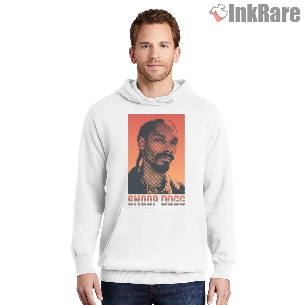 Snoop Dogg Ember Glow Portrait Shirt on white hoodie for men graphic tee