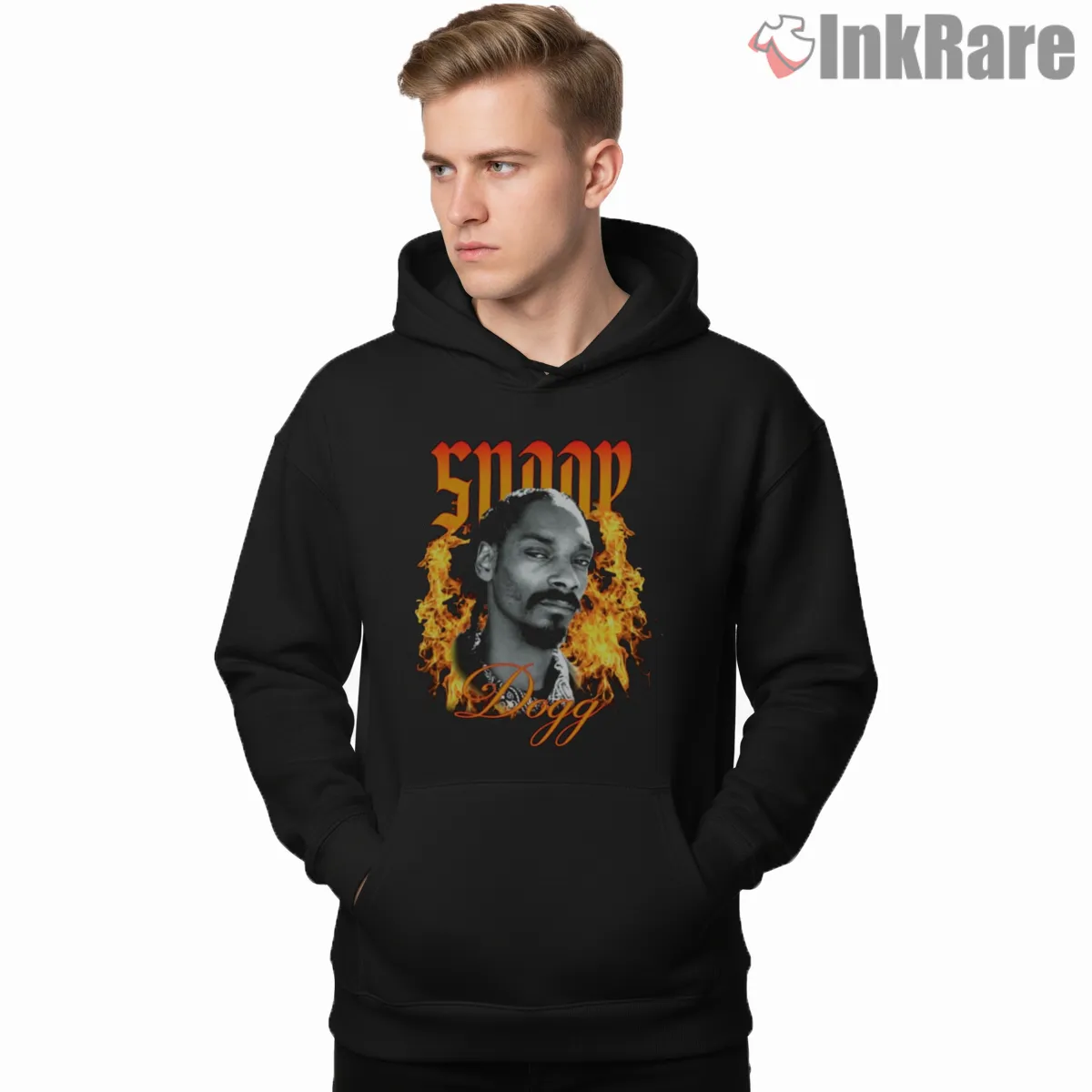 Snoop Dogg Flames And Script Rap Legend Shirt on black hoodie for men graphic tee
