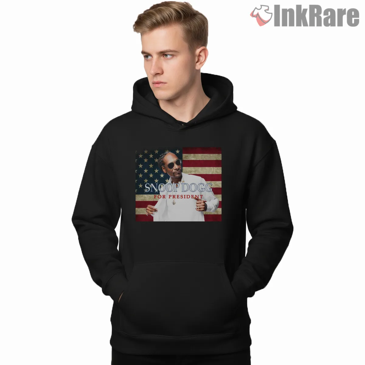 Snoop Dogg For President Flag Campaign Shirt on black hoodie for men graphic tee