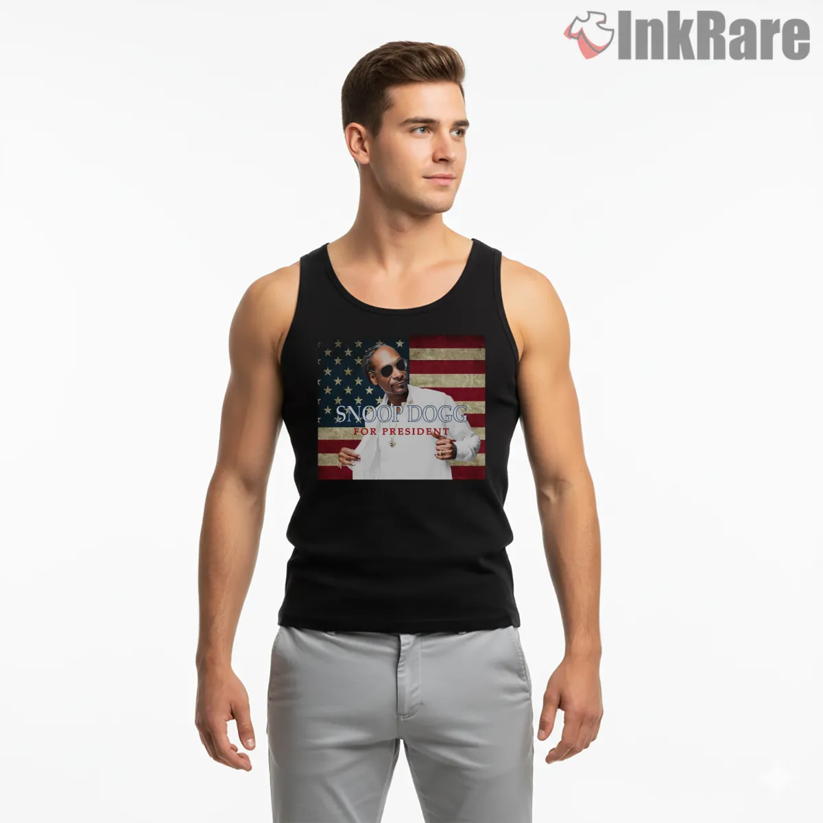 Snoop Dogg For President Flag Campaign Tank Top Black Snoop Dogg For President Flag Campaign Shirt on black tank top for men graphic tee