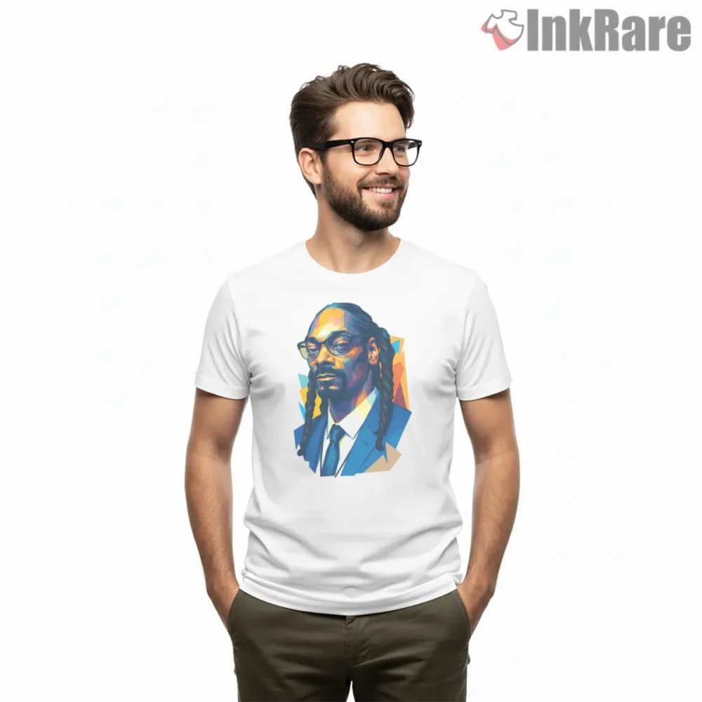 Snoop Dogg Geometric Pop Art Suit Shirt on white short sleeve shirt for men graphic tee