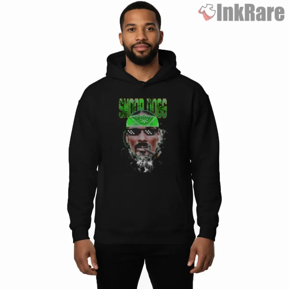 Snoop Dogg Green Bandana Meme Vibes Shirt on black hoodie for men graphic tee