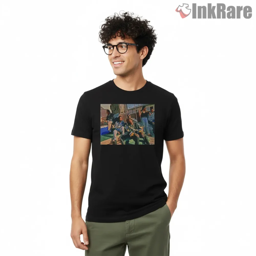 Snoop Dogg Laid Back Backyard Crew Shirt on black short sleeve shirt for men graphic tee