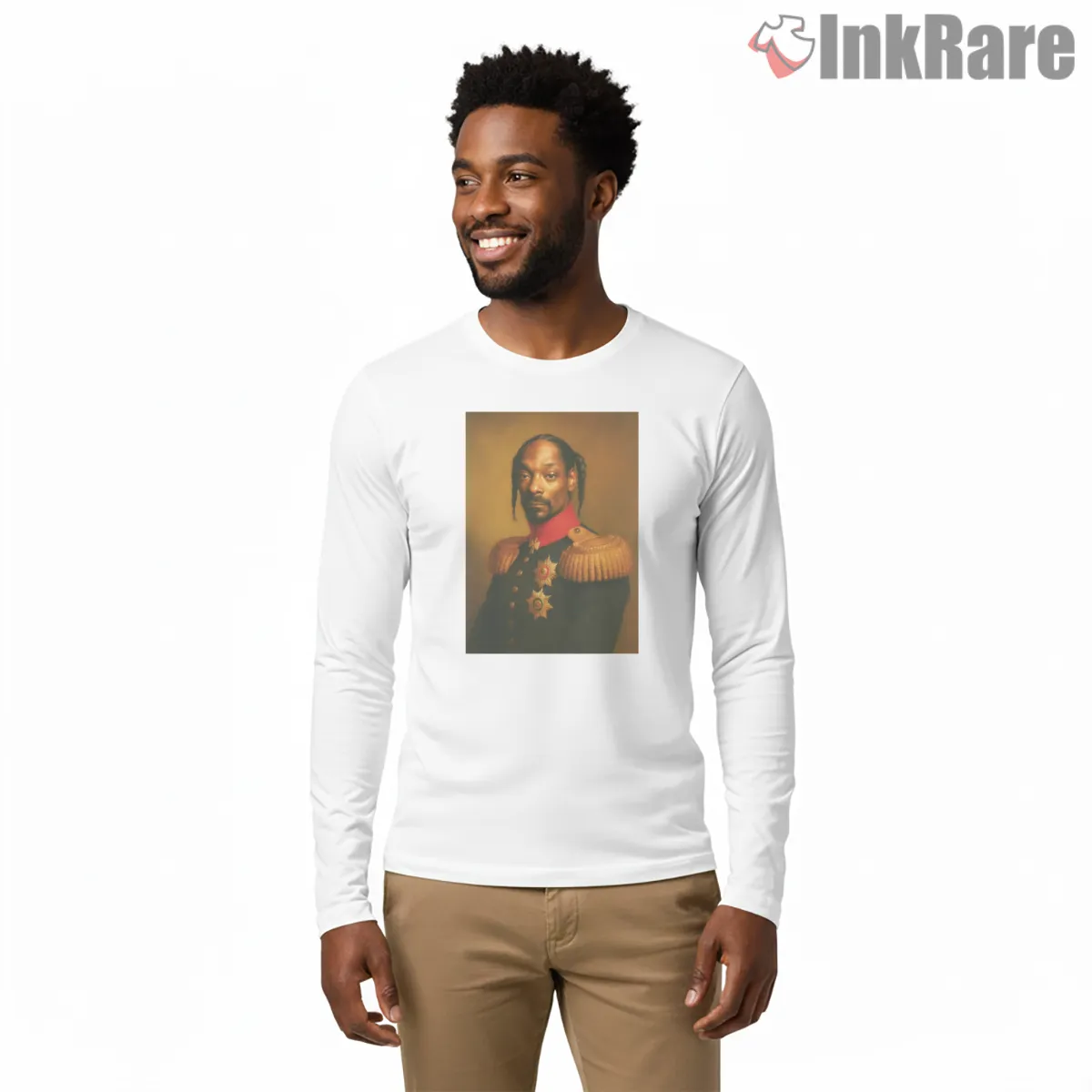 Snoop Dogg Military General Portrait Shirt on white long sleeve shirt for men graphic tee