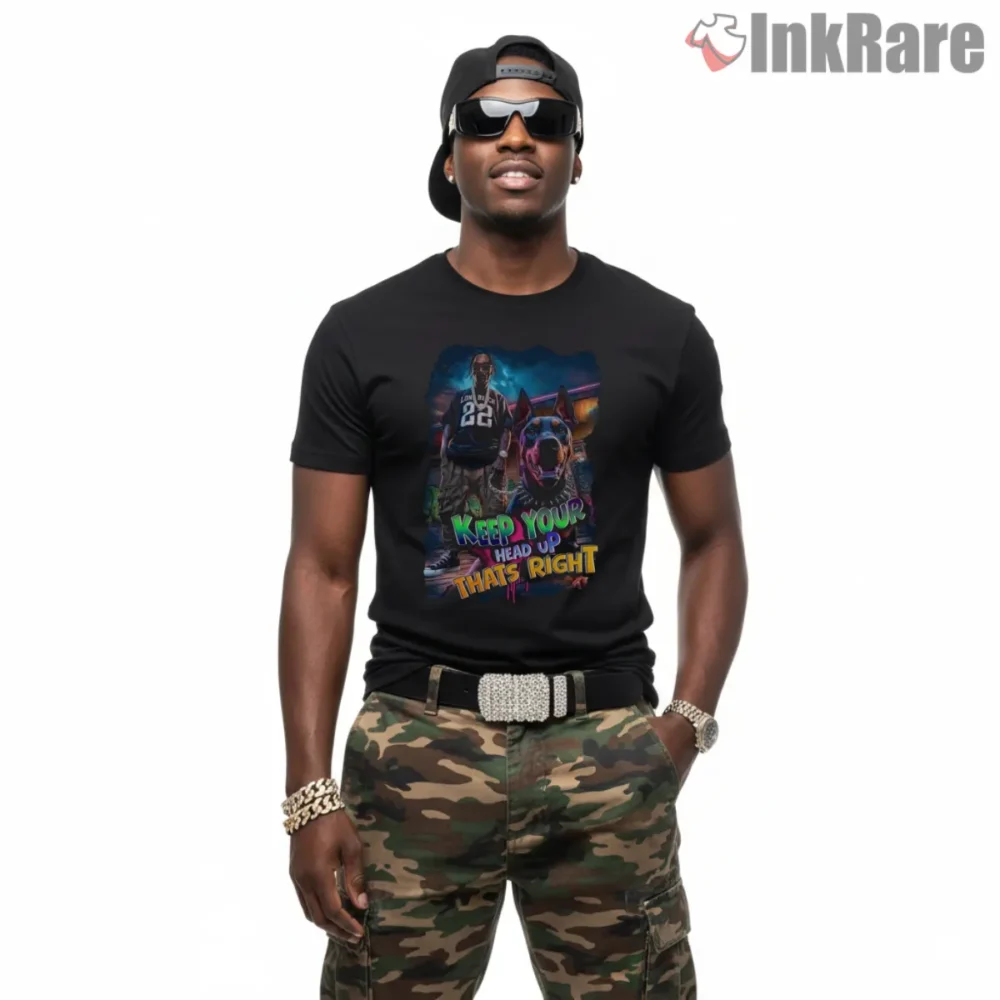 Snoop Dogg Neon Dog Keep Your Head Up Shirt on black short sleeve shirt for men graphic tee