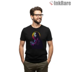 Snoop Dogg Neon Synthwave Sunset Shirt on black short sleeve shirt for men graphic tee