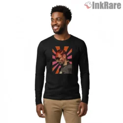 Snoop Dogg Old School Sunset Portrait Shirt on black long sleeve shirt for men graphic tee