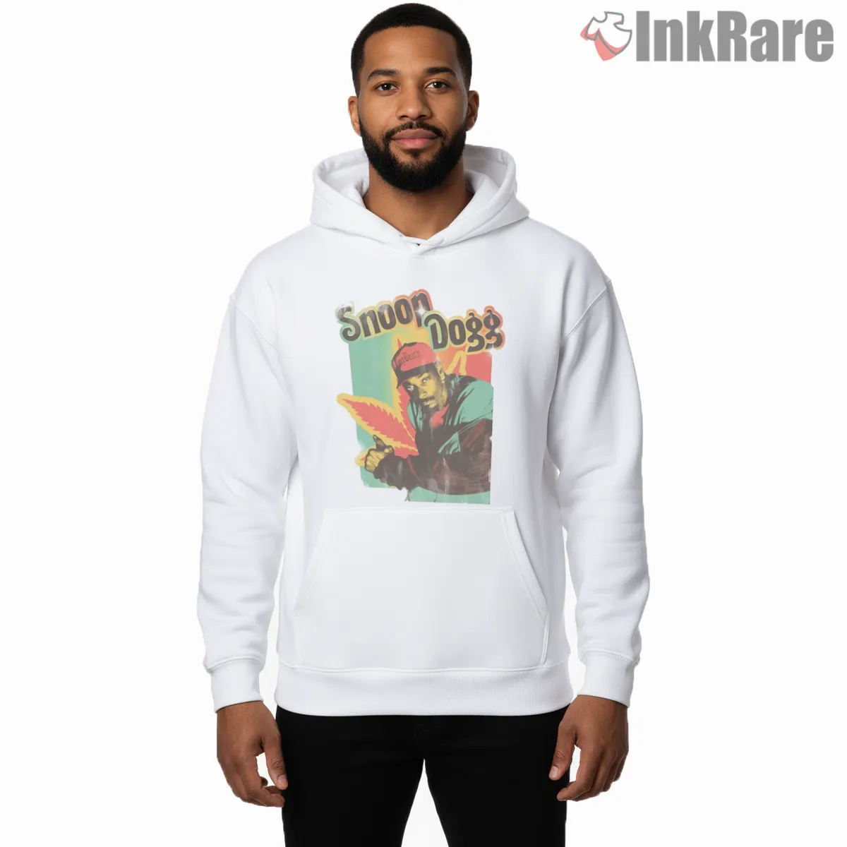Snoop Dogg Red Cap Nineties Poster Shirt on white hoodie for men graphic tee