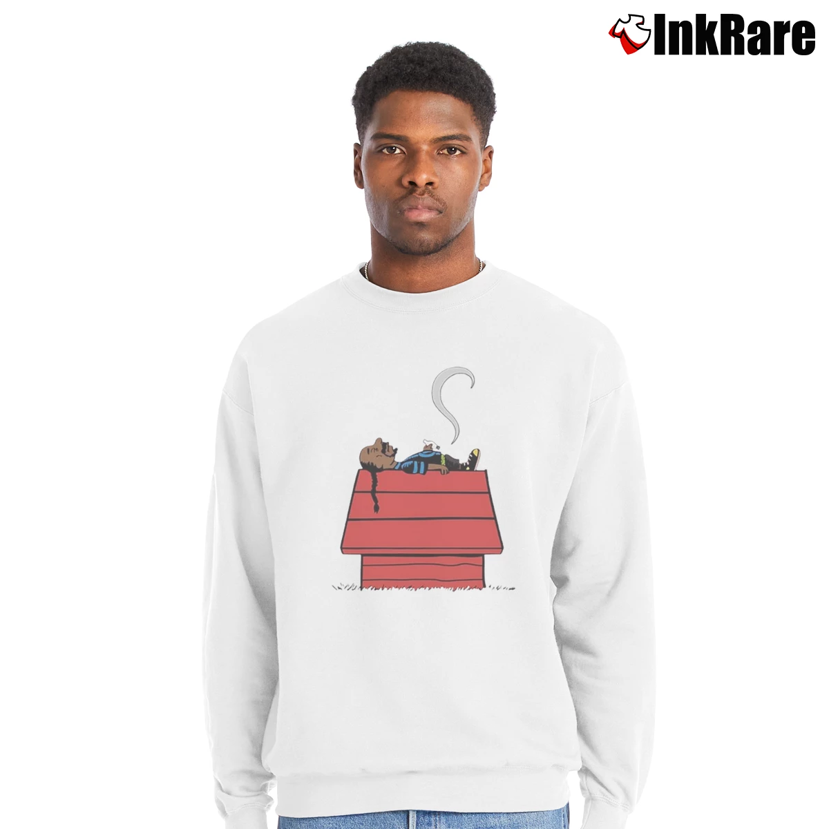 Snoop Dogg Sleeping Snoopy Men’s Crewneck Sweatshirt in white – Soft & Durable Men’s Snoop Dogg Sleeping Snoopy Crewneck Sweatshirt in white | Cozy Fabric, Clean Style