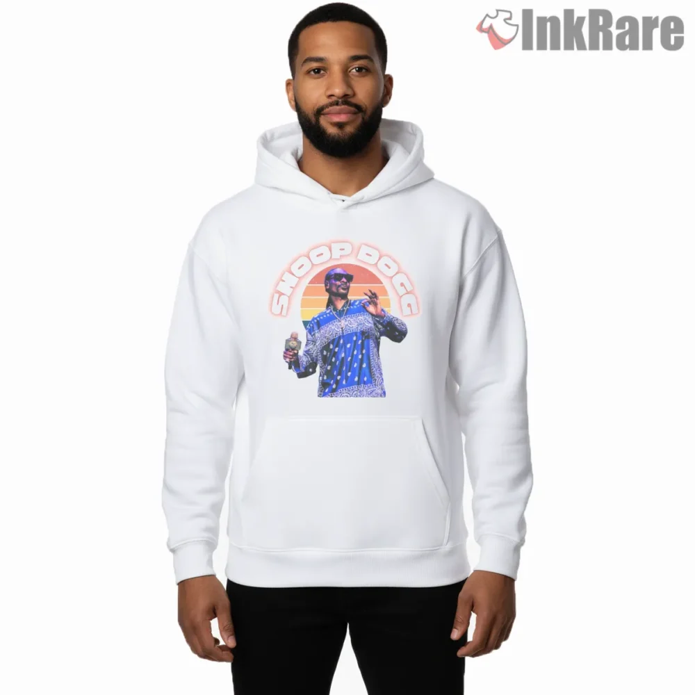 Snoop Dogg Sunset Stage Party Shirt on white hoodie for men graphic tee