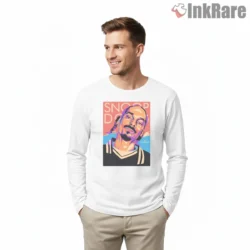 Snoop Dogg Tha Doggfather Color Block Pop Art Shirt on white long sleeve shirt for men graphic tee