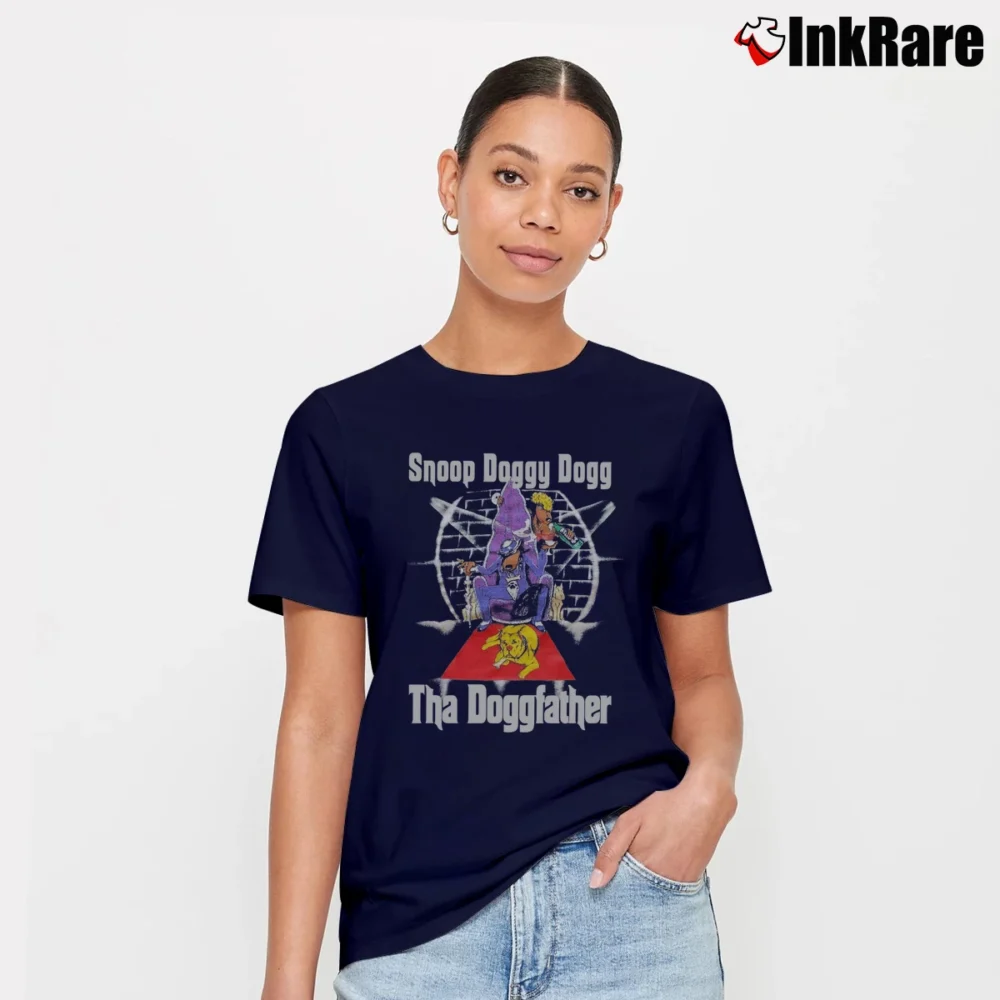 Women’s Snoop Dogg Tha Doggfather Rapper for Hip Hop Fans Signature T-Shirt in navy | Soft, Flattering Fit