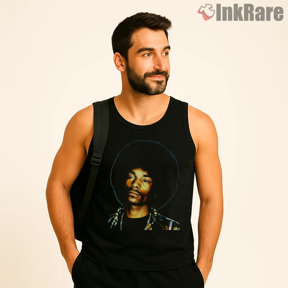 Snoop Dogg Vintage Afro Portrait Tank Top Black Snoop Dogg Vintage Afro Portrait Shirt on black tank top for men graphic tee