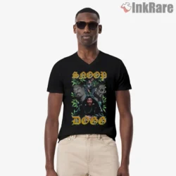Snoop Dogg West Coast Legend Collage Shirt on black v-neck shirt for men graphic tee