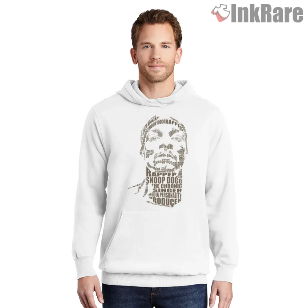 Snoop Dogg Word Cloud Calligram Shirt on white hoodie for men graphic tee