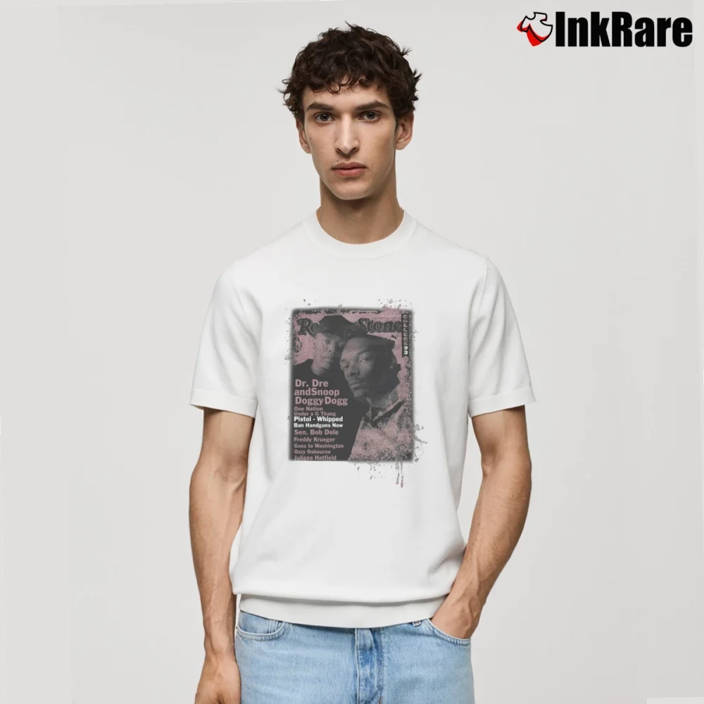 Men’s Snoop Doggy Dogg Dr Dre Rolling Stones Cover Collection 90s Classic T-Shirt in white | Soft, Breathable Everyday Wear