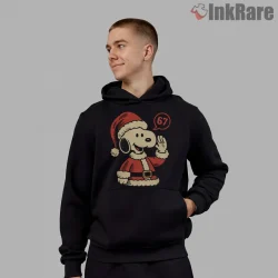 Snoopy 67 Santa Vintage Holiday Shirt on black hoodie for men graphic tee
