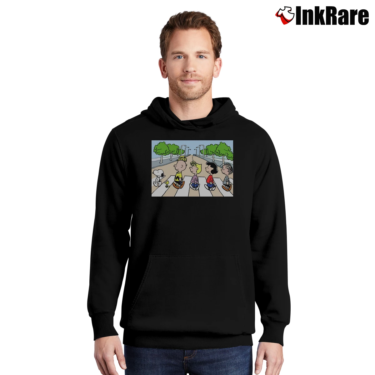 Snoopy Abbey Road Parody Men’s Pullover Hoodie in black – Ultimate Warmth Men’s Snoopy Abbey Road Parody Pullover Hoodie in black | Cozy, Durable, Modern Fit