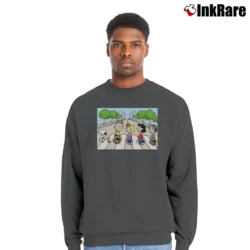 Men’s Snoopy Abbey Road Parody Crewneck Sweatshirt in charcoal | Cozy Fabric, Clean Style