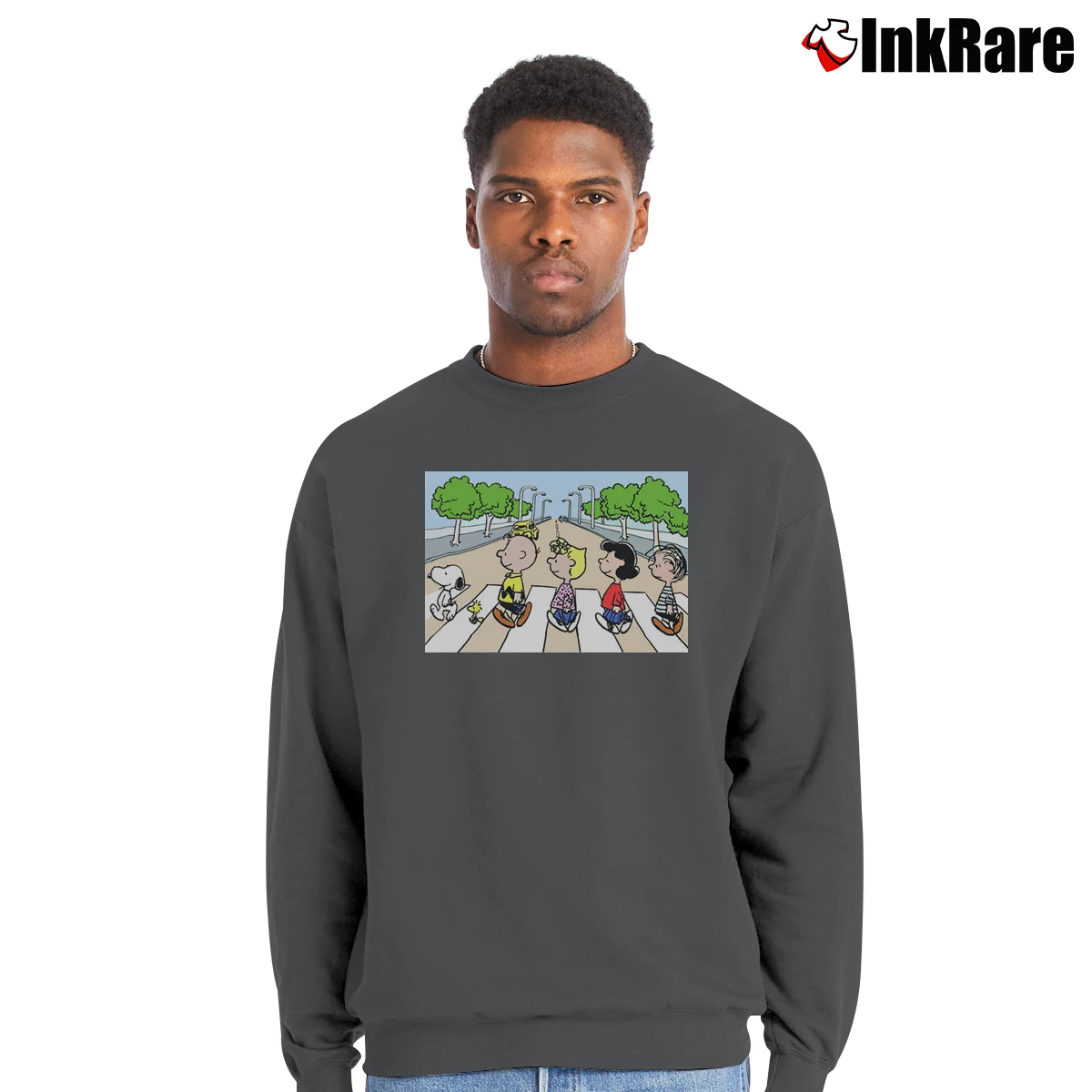 Snoopy Abbey Road Parody Men’s Crewneck Sweatshirt in charcoal – Soft & Durable Men’s Snoopy Abbey Road Parody Crewneck Sweatshirt in charcoal | Cozy Fabric, Clean Style