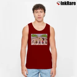Men’s Snoopy Abbey Road Parody Tank Top in maroon | Breathable, Active-Friendly Design