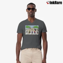 Men’s Snoopy Abbey Road Parody V-Neck Tee in charcoal | Sharp, Breathable, Everyday Staple