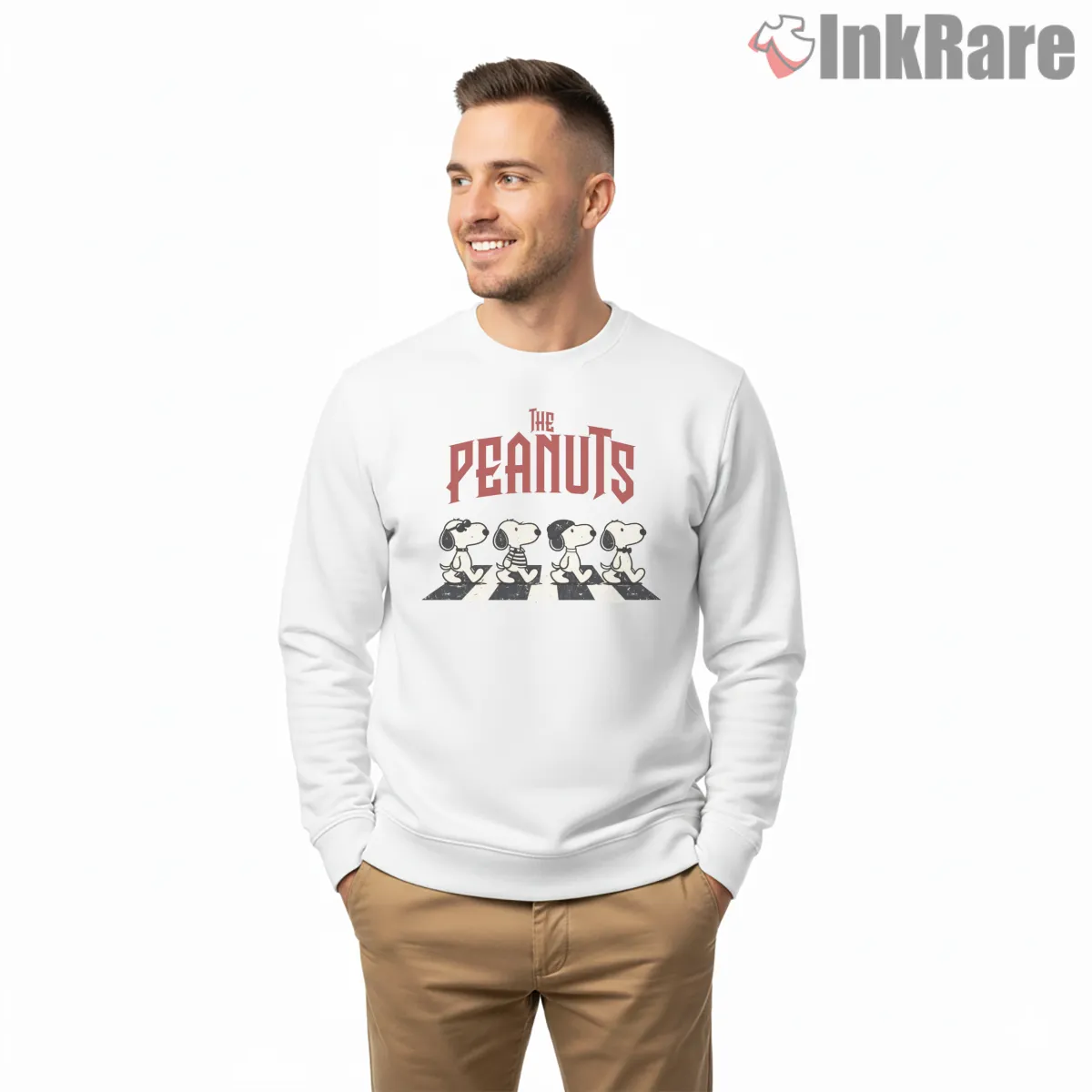 Snoopy Abbey Road Peanuts Parody Shirt on graphic shirt for men graphic tee