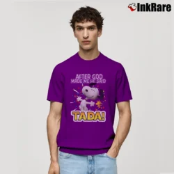 Men’s Snoopy After God Made Me He Said Tada Classic T-Shirt in purple | Soft, Breathable Everyday Wear