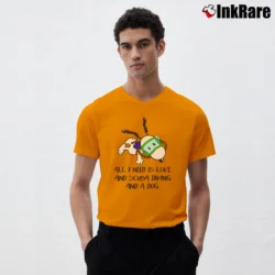 Men’s Snoopy All I Need Is Love And Scuba Diving And A Dog V-Neck Tee in orange | Sharp, Breathable, Everyday Staple