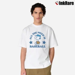 Men’s snoopy all you need is baseball Classic T-Shirt in white | Soft, Breathable Everyday Wear